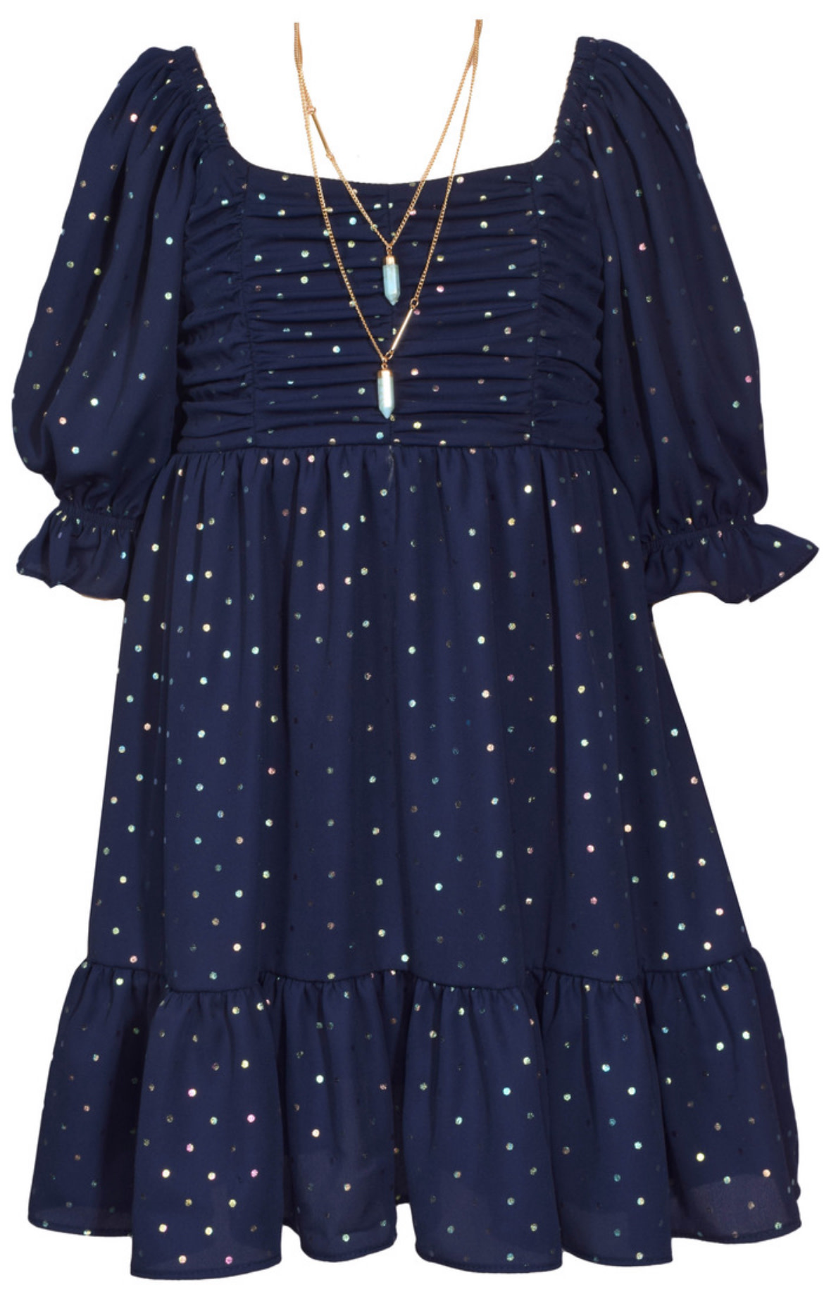 Bonnie Jean- Navy Foiled Crepe Dress - Freckles Children's Boutique Bonnie Jean- Navy Foiled Crepe Dress - Freckles Children's Boutique