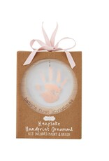 Mudpie Mud Pie- Pink Baby's First Christmas Handprint Ornament
