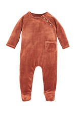 Mudpie Mud Pie- Tobacco Velour Footed Sleeper