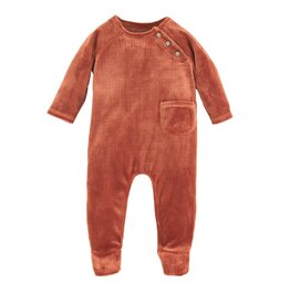 Mudpie Mud Pie- Tobacco Velour Footed Sleeper