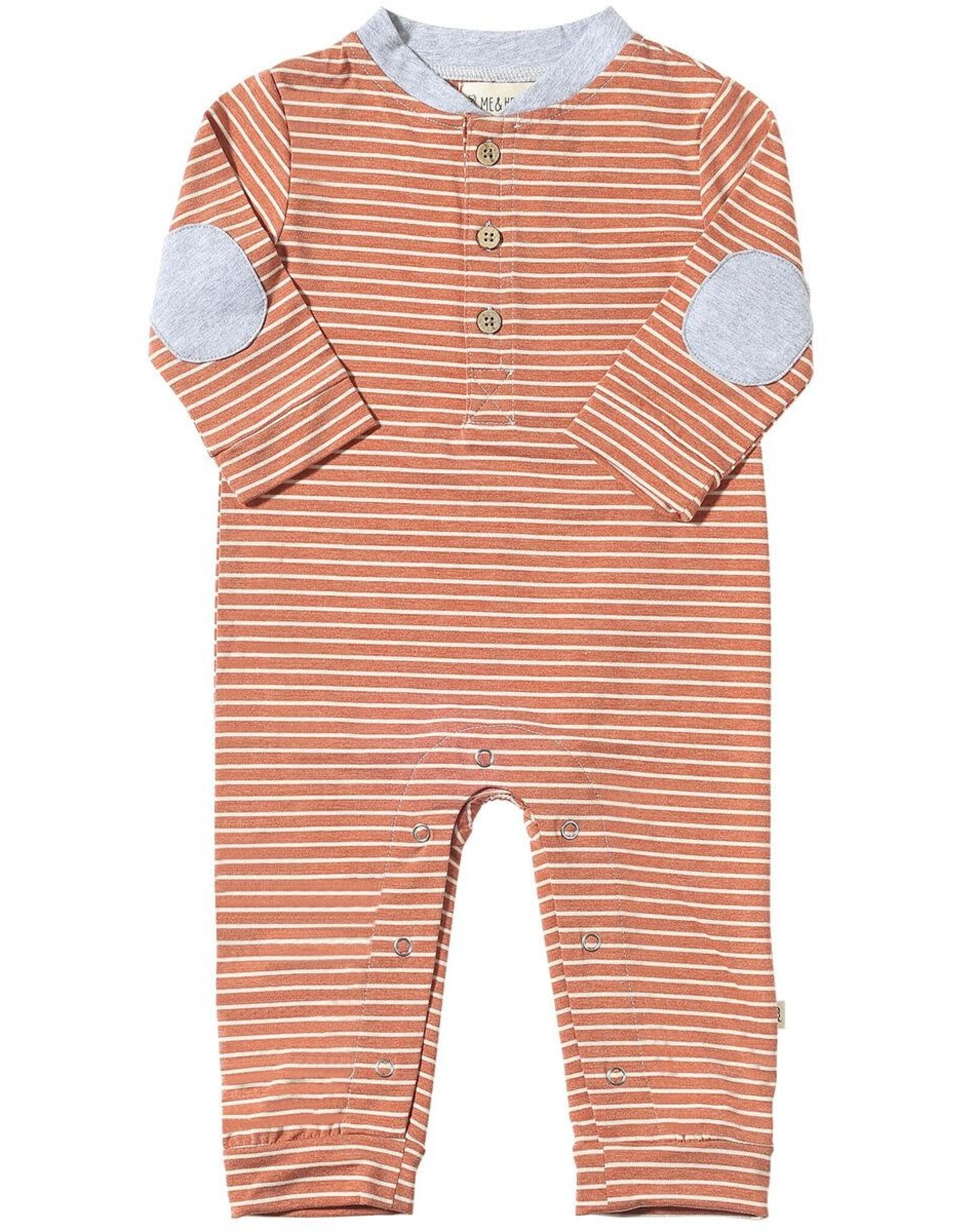 Me & Henry Me & Henry- Niota Romper: Rust/White Stripe