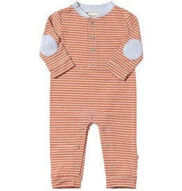 Me & Henry Me & Henry- Niota Romper: Rust/White Stripe
