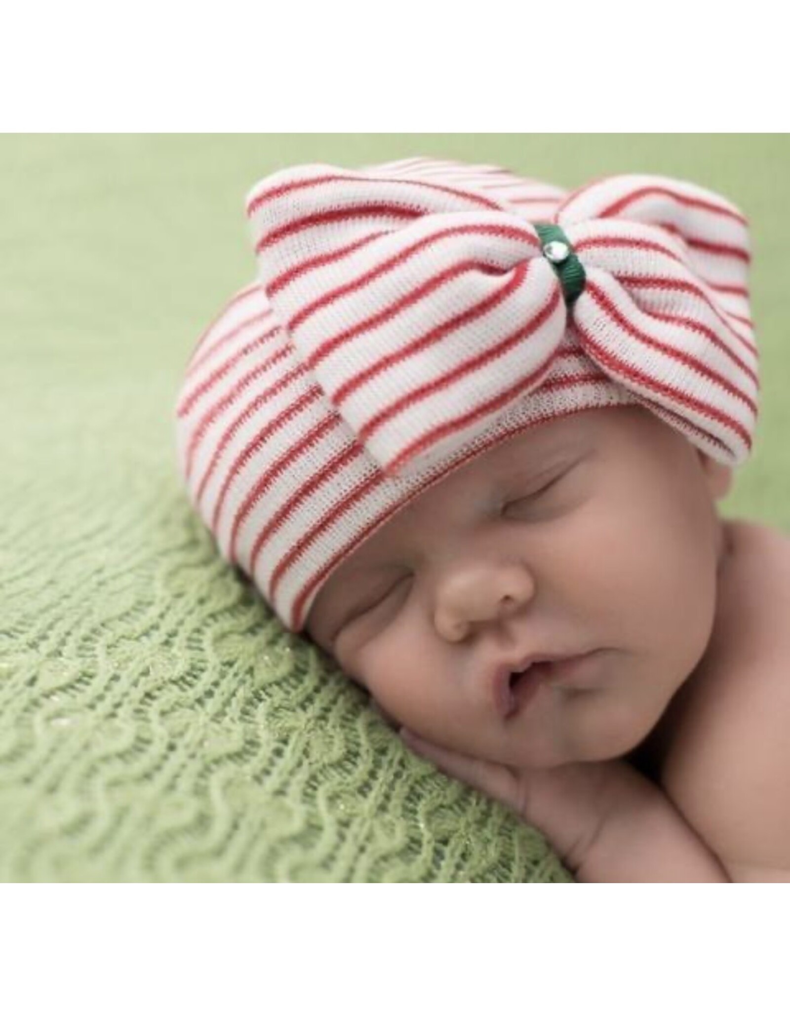 ILYBEAN Ilybean- Christmas Stripe Bow Nursery Beanie
