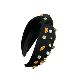 Kenze Panne- Black Beaded Football Headband