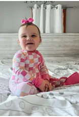 Jensen's Jammies Jensen's Jammies- Lazy Daisy Pink & Orange Check Zippy