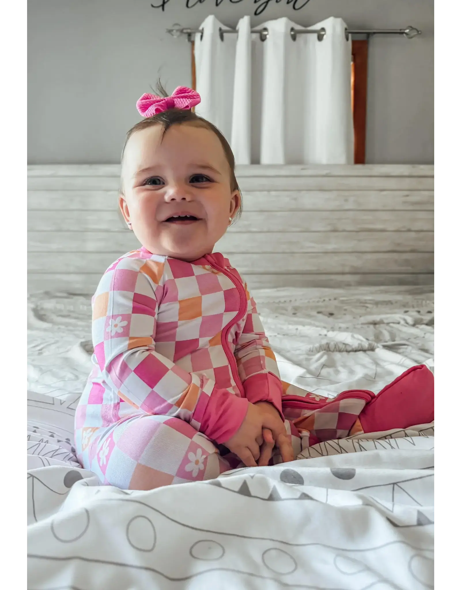 Jensen's Jammies Jensen's Jammies- Lazy Daisy Pink & Orange Check Zippy