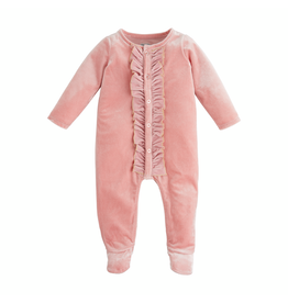 Mudpie Mud Pie- Pink Velour Ruffle Sleeper