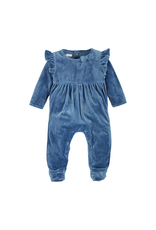Mudpie Mud Pie- Blue Velour Ruffle Sleeper