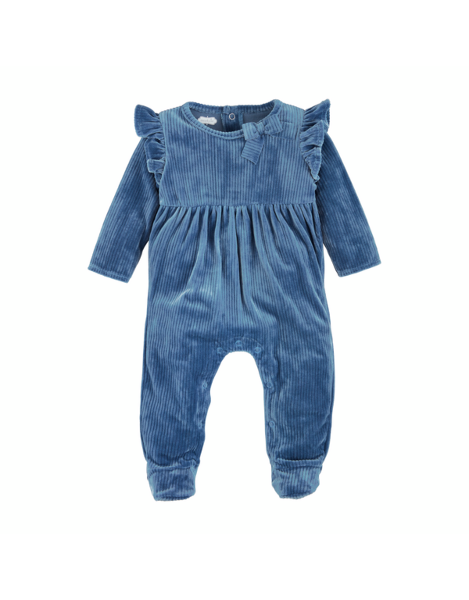Mudpie Mud Pie- Blue Velour Ruffle Sleeper