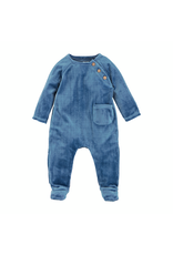 Mudpie Mud Pie- Blue Velour Footed Sleeper
