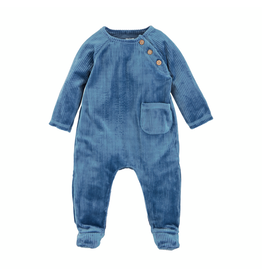 Mudpie Mud Pie- Blue Velour Footed Sleeper