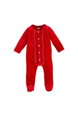 Mudpie Mud Pie- Red Velour Ruffle Sleeper
