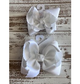 Beyond Creations Beyond Creations- White Scalloped Edge Knot Bow