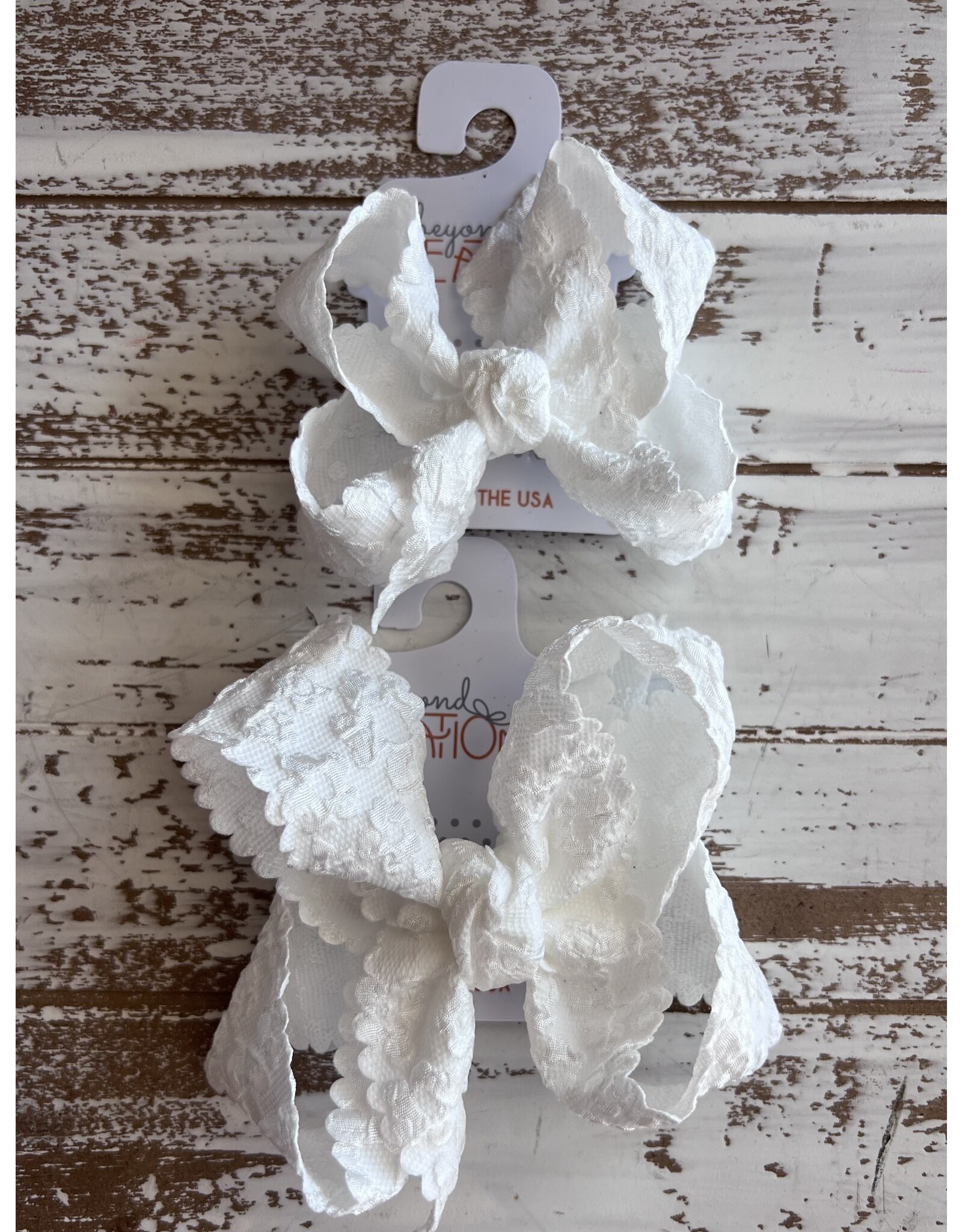 Beyond Creations Beyond Creations- White Scalloped Lace Flower Knot Bow