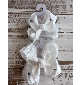 Beyond Creations Beyond Creations- White Scalloped Lace Flower Knot Bow