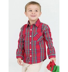 Ruffle Butts Ruffle Butts- Tis the Season Plaid L/S Button Down