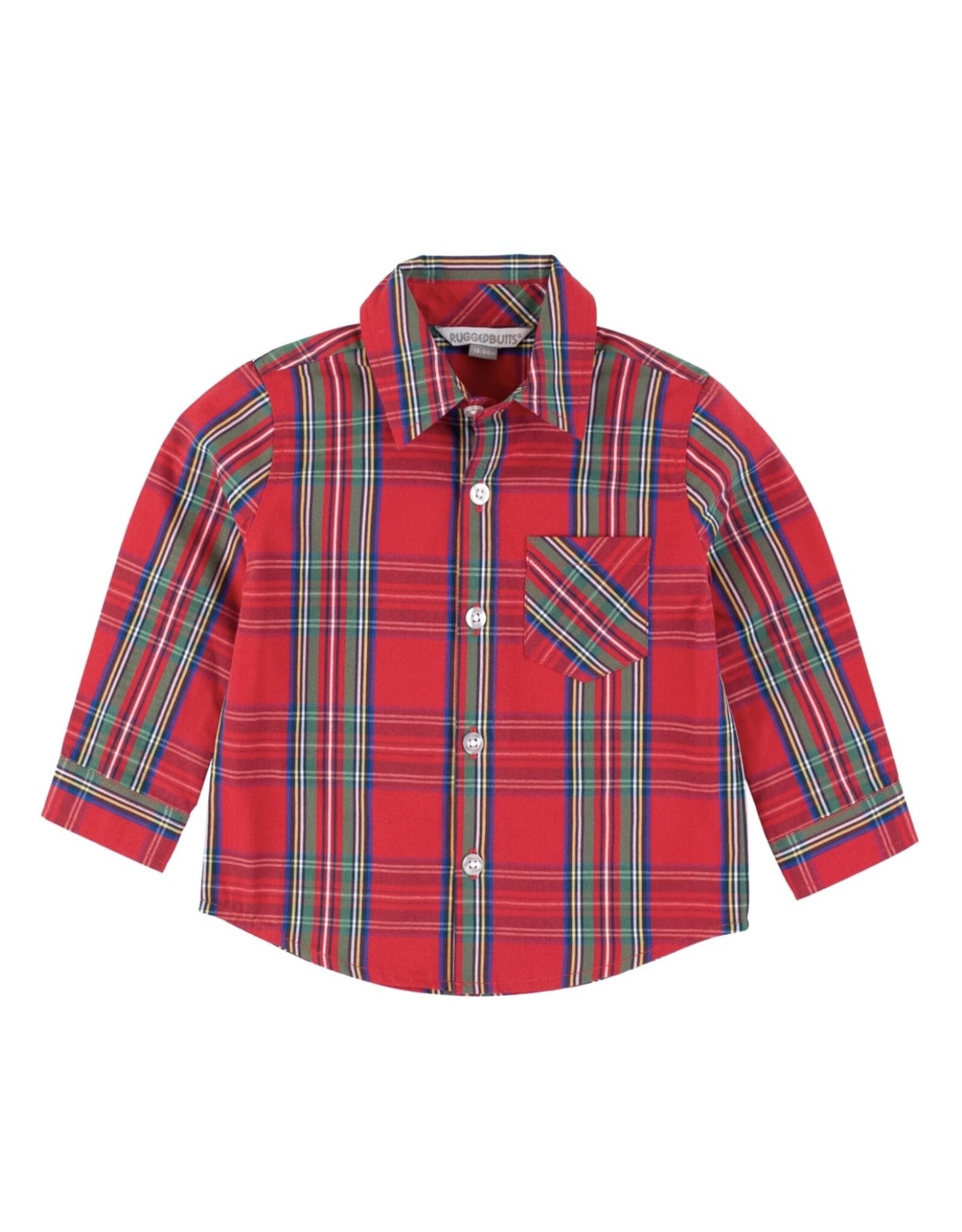 Ruffle Butts Ruffle Butts- Tis the Season Plaid L/S Button Down