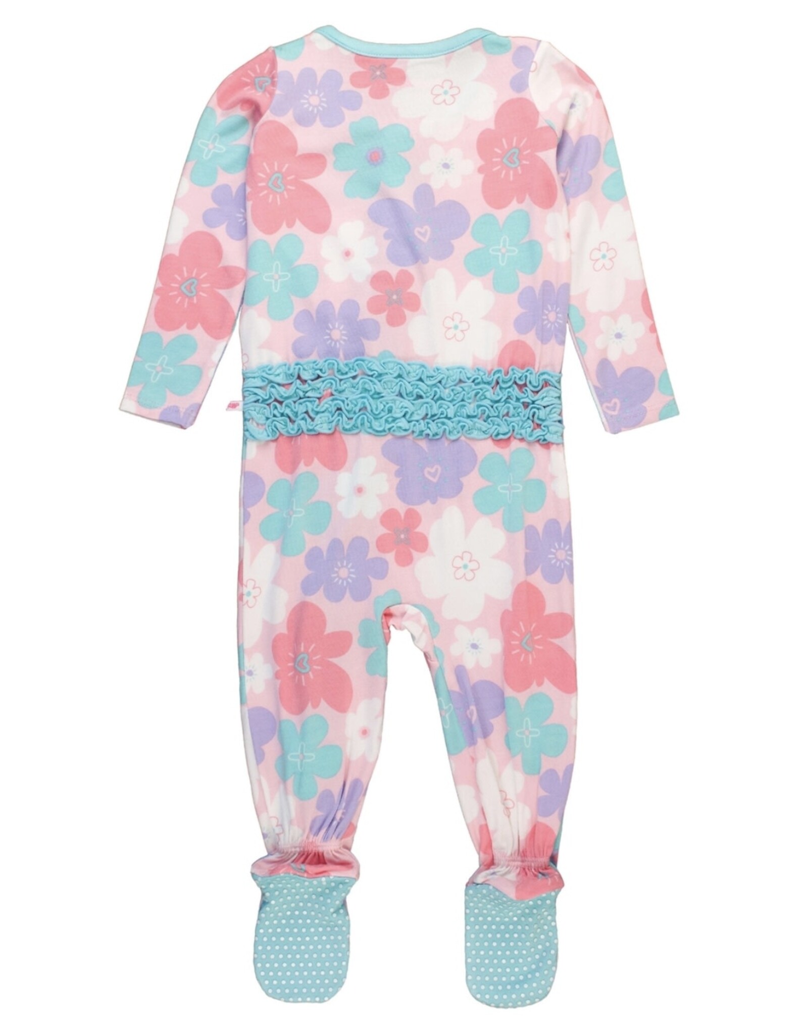 Ruffle Butts Ruffle Butts- Groovy Garden Ruffle One Piece Convertible Footie