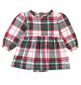 Ruffle Butts Ruffle Butts- Dashing Dreams Plaid Knit Skirted Romper