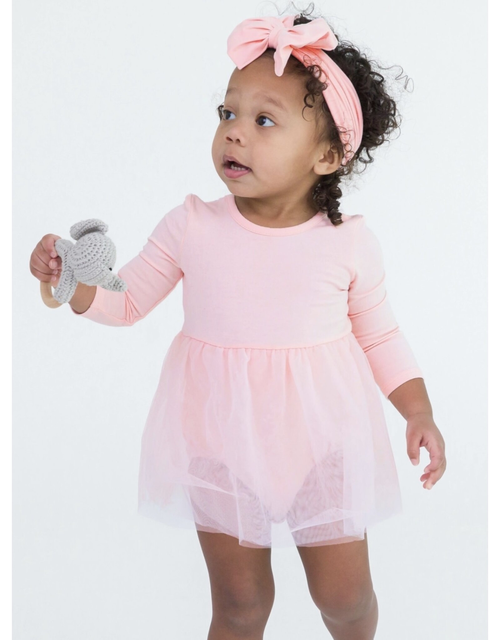 Ruffle Butts Ruffle Butts- Pink L/S Tulle Skirted Romper