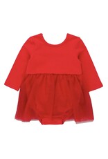 Ruffle Butts Ruffle Butts- Red L/S Tulle Skirted Romper