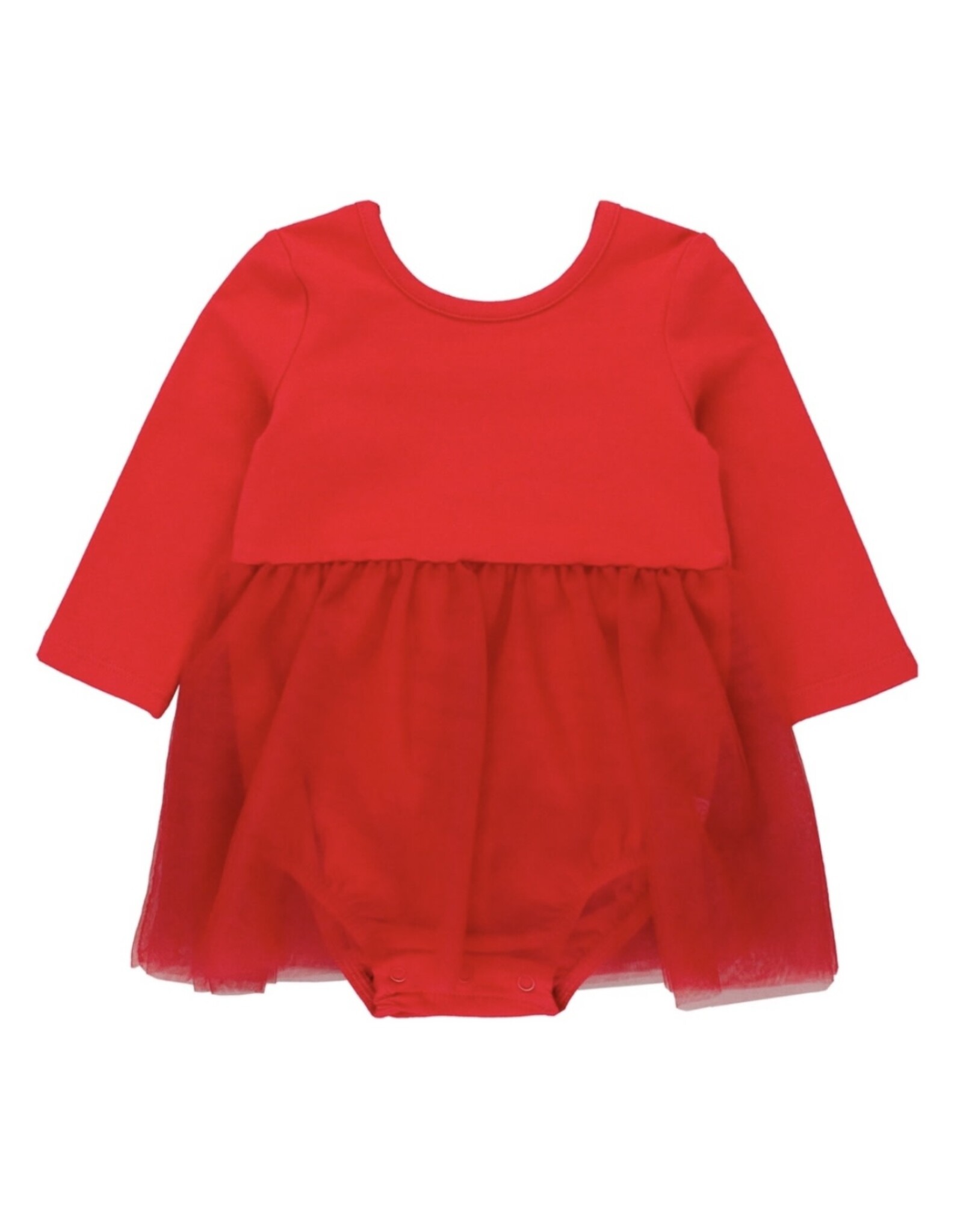 Ruffle Butts Ruffle Butts- Red L/S Tulle Skirted Romper