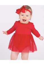 Ruffle Butts Ruffle Butts- Red L/S Tulle Skirted Romper