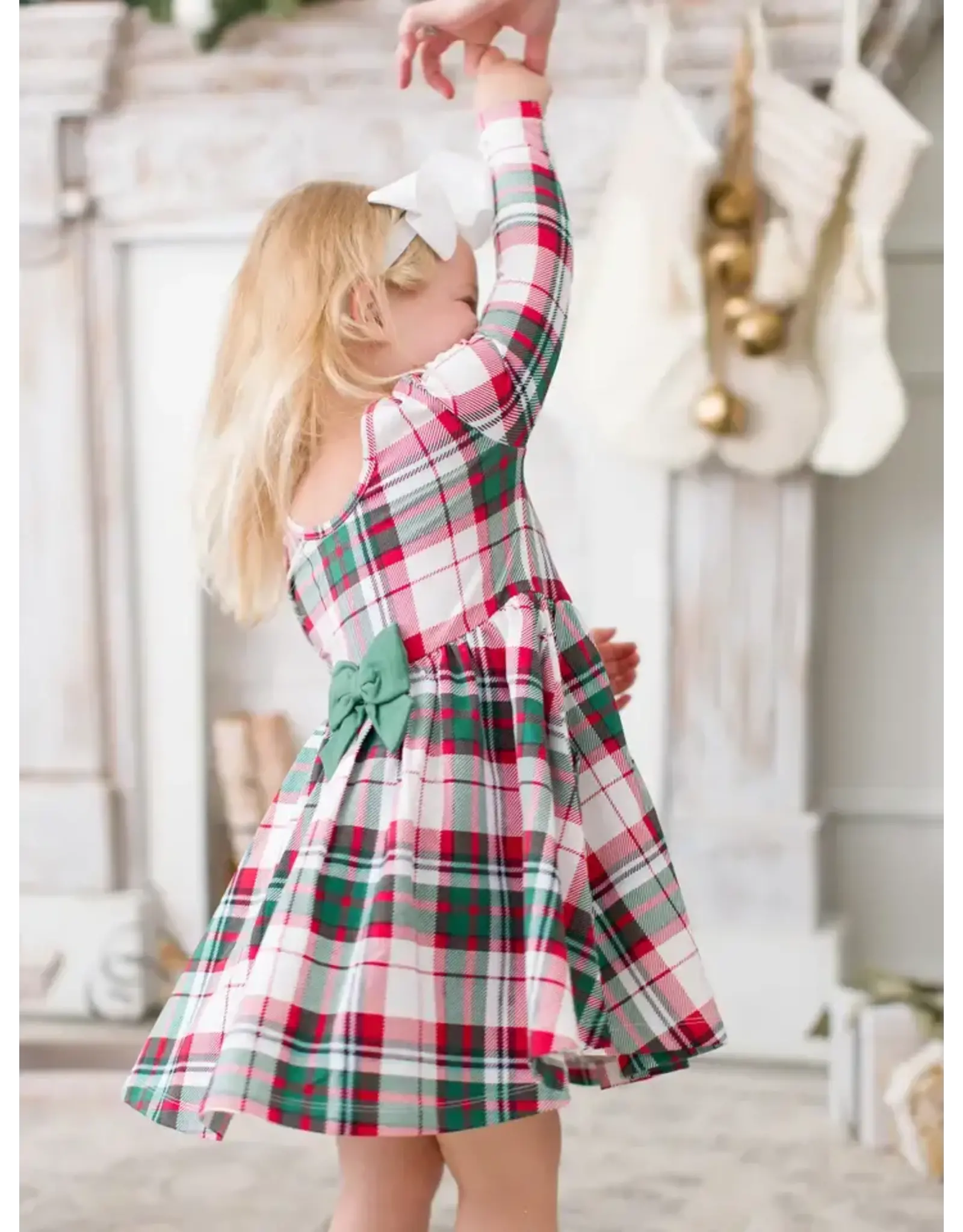 Ruffle Butts Ruffle Butts- Dashing Dreams Plaid Knit L/S Twirl Dress