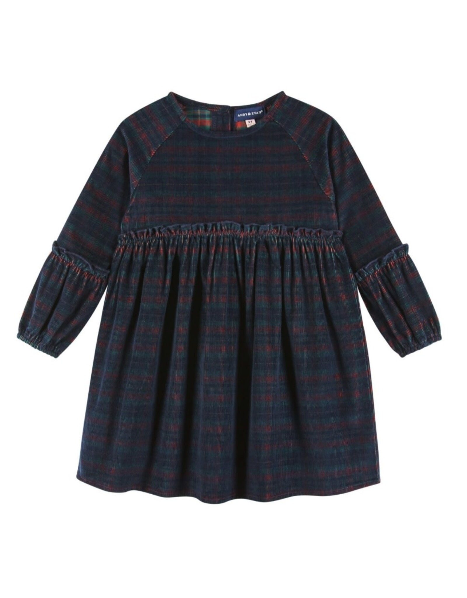 Andy & Evan Andy & Evan- Plaid Stretch Corduroy Ruffle Dress