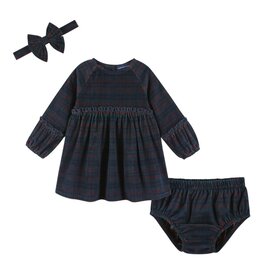 Andy & Evan Andy & Evan- Plaid Stretch Corduroy Dress & Bloomer Set