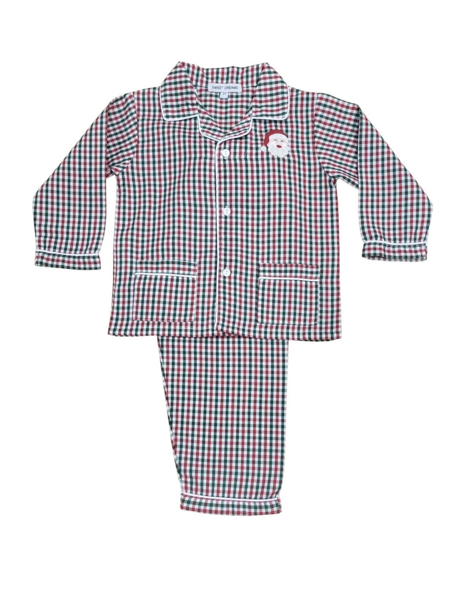 Sweet Dreams- Santa Emb Red/Green Gingham PJ