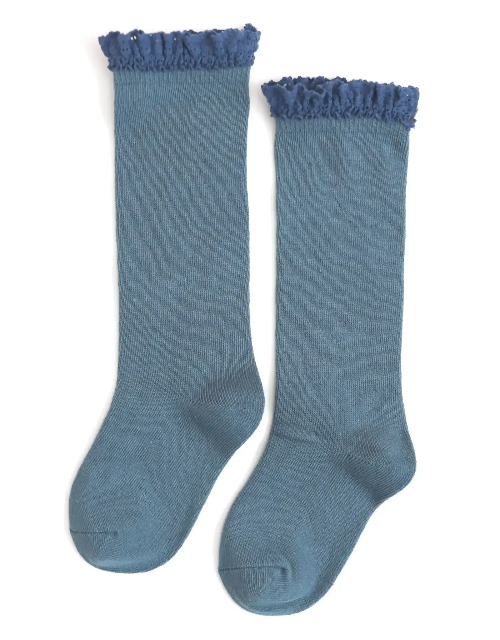 Little Stocking Co. Little Stocking- Denim Lace Top Knee High Socks