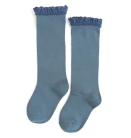 Little Stocking Co. Little Stocking- Denim Lace Top Knee High Socks