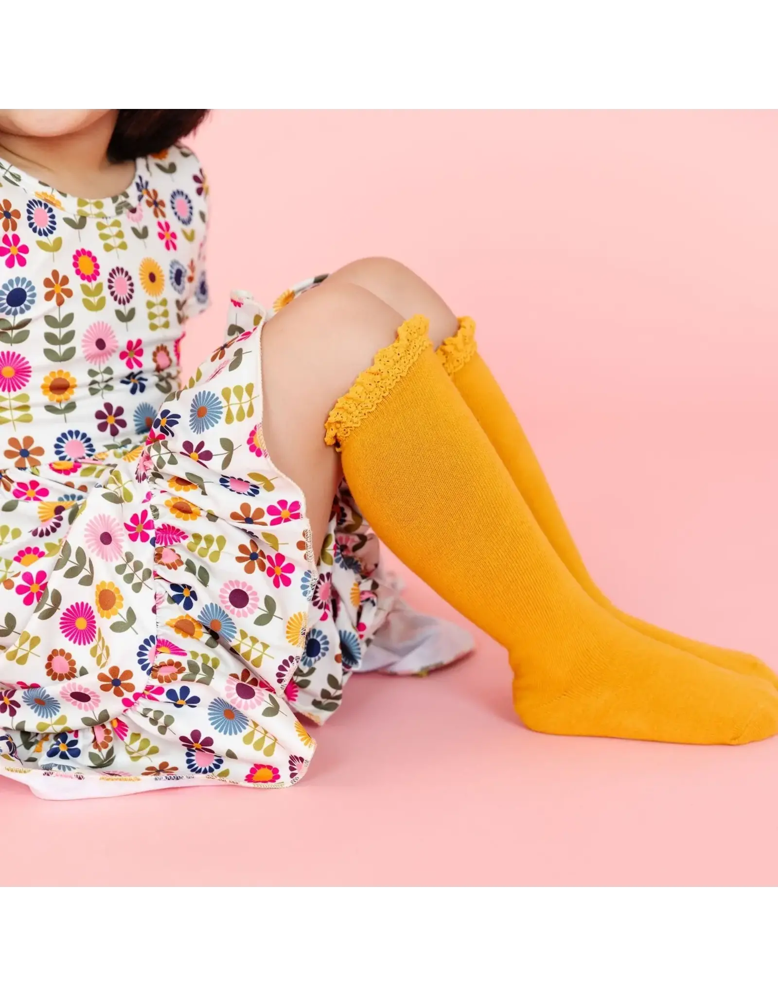 Marigold Yellow Lace Top Knee Highs Marigold Yellow Lace Top Knee Highs