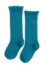 Little Stocking Co. Little Stocking- Teal Lace Top Knee High Socks