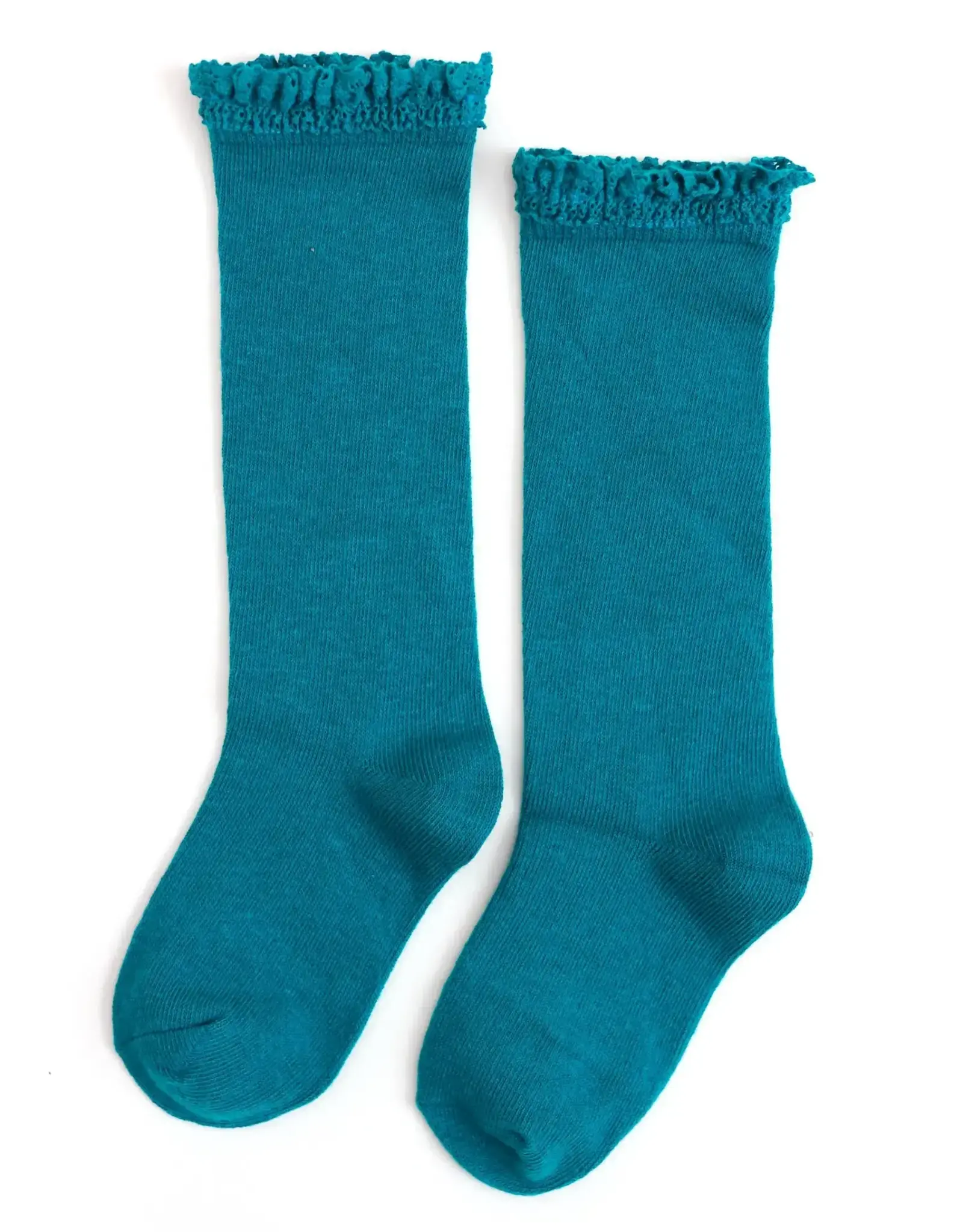 Little Stocking Co. Little Stocking- Teal Lace Top Knee High Socks