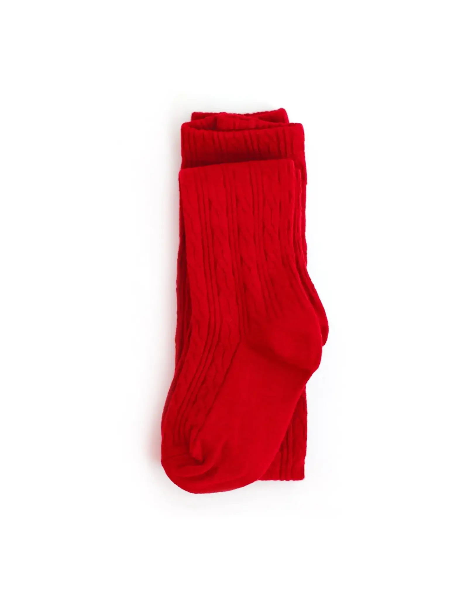 Little Stocking Co. Little Stocking- Bright Red Cable Knit Tights