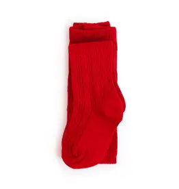 Little Stocking Co. Little Stocking- Bright Red Cable Knit Tights