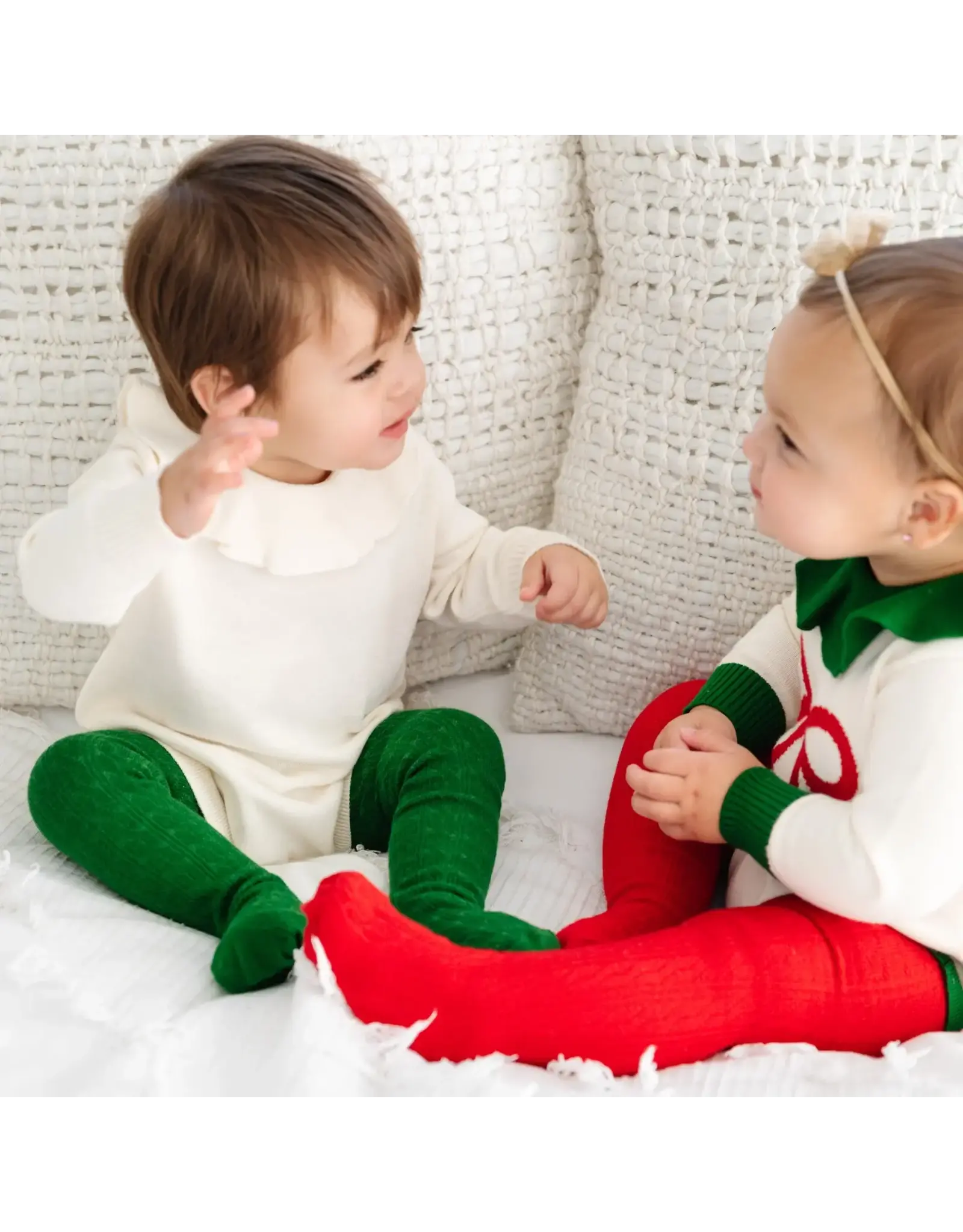 Little Stocking Co. Little Stocking- Noble Green Cable Knit Tights
