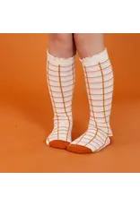 Little Stocking Co. Little Stocking- Fall Grid Lace Top Knee Socks