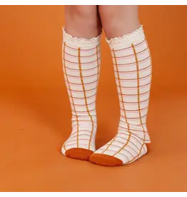 Little Stocking Co. Little Stocking- Fall Grid Lace Top Knee Socks