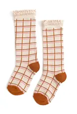 Little Stocking Co. Little Stocking- Fall Grid Lace Top Knee Socks