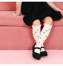 Little Stocking Co. Little Stocking- Vanilla Dot Lace Knee High Socks