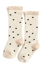 Little Stocking Co. Little Stocking- Vanilla Dot Lace Knee High Socks