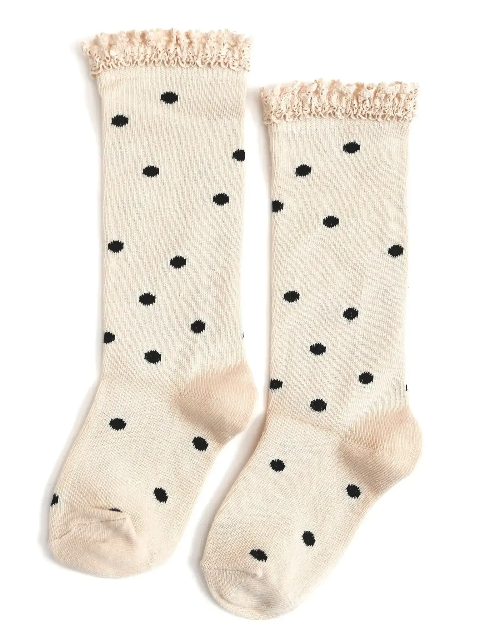Little Stocking Co. Little Stocking- Vanilla Dot Lace Knee High Socks
