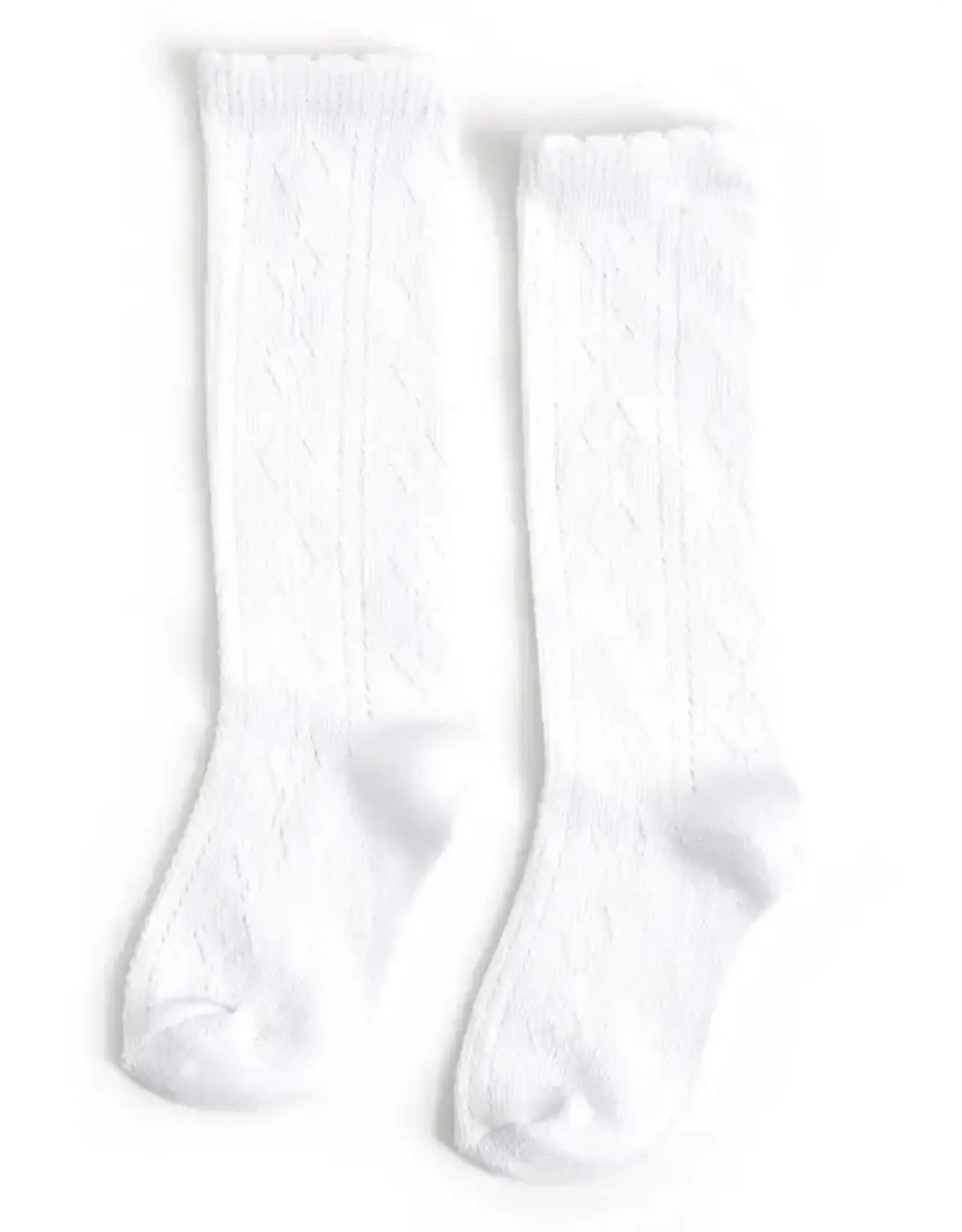 Little Stocking Co. Little Stocking- White Scalloped Fancy Knee High Socks