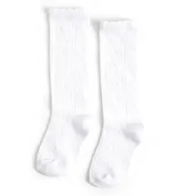 Little Stocking Co. Little Stocking- White Scalloped Fancy Knee High Socks