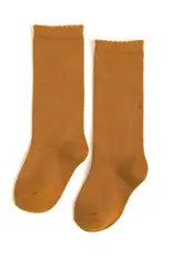 Little Stocking Co. Little Stocking- Mustard Scalloped Fancy Knee High Socks
