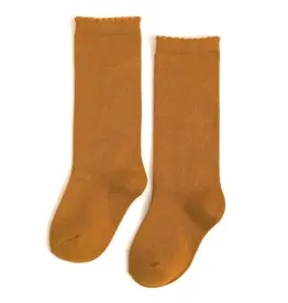 Little Stocking Co. Little Stocking- Mustard Scalloped Fancy Knee High Socks