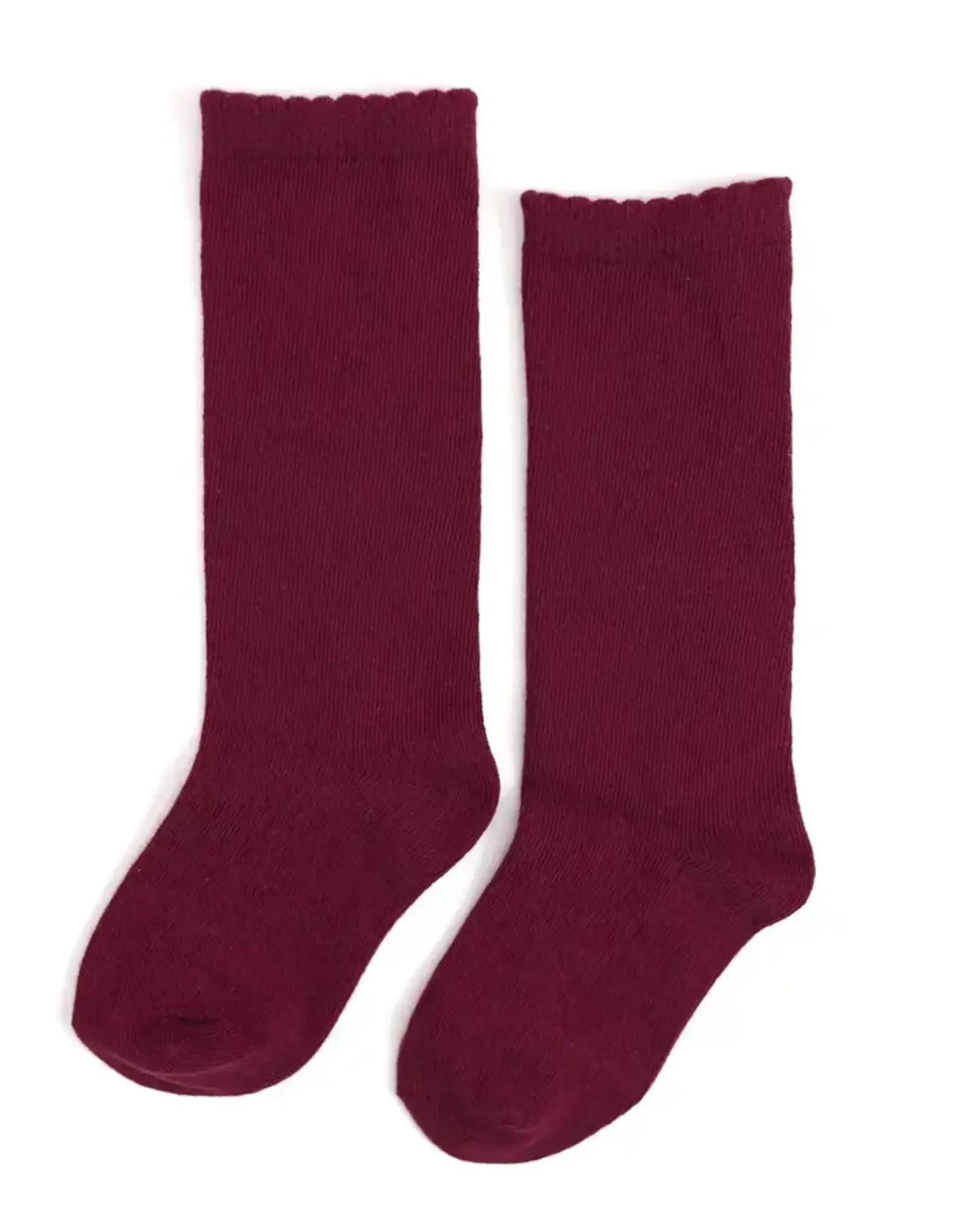 Little Stocking Co. Little Stocking- Burgundy Scalloped Fancy Knee High Socks